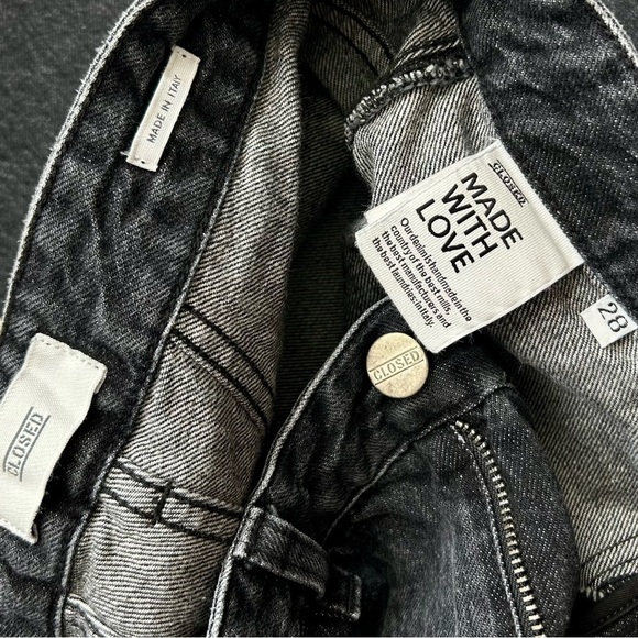 Closed Leyton Ultra High-Rise Cropped Wide-Leg Carpenter Jeans Gray Grey Sz 28 - Picture 14 of 16